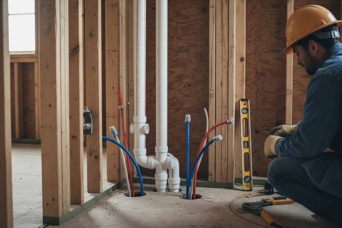 Drain and supply rough-in during Sump Pump Repair in Spring Valley